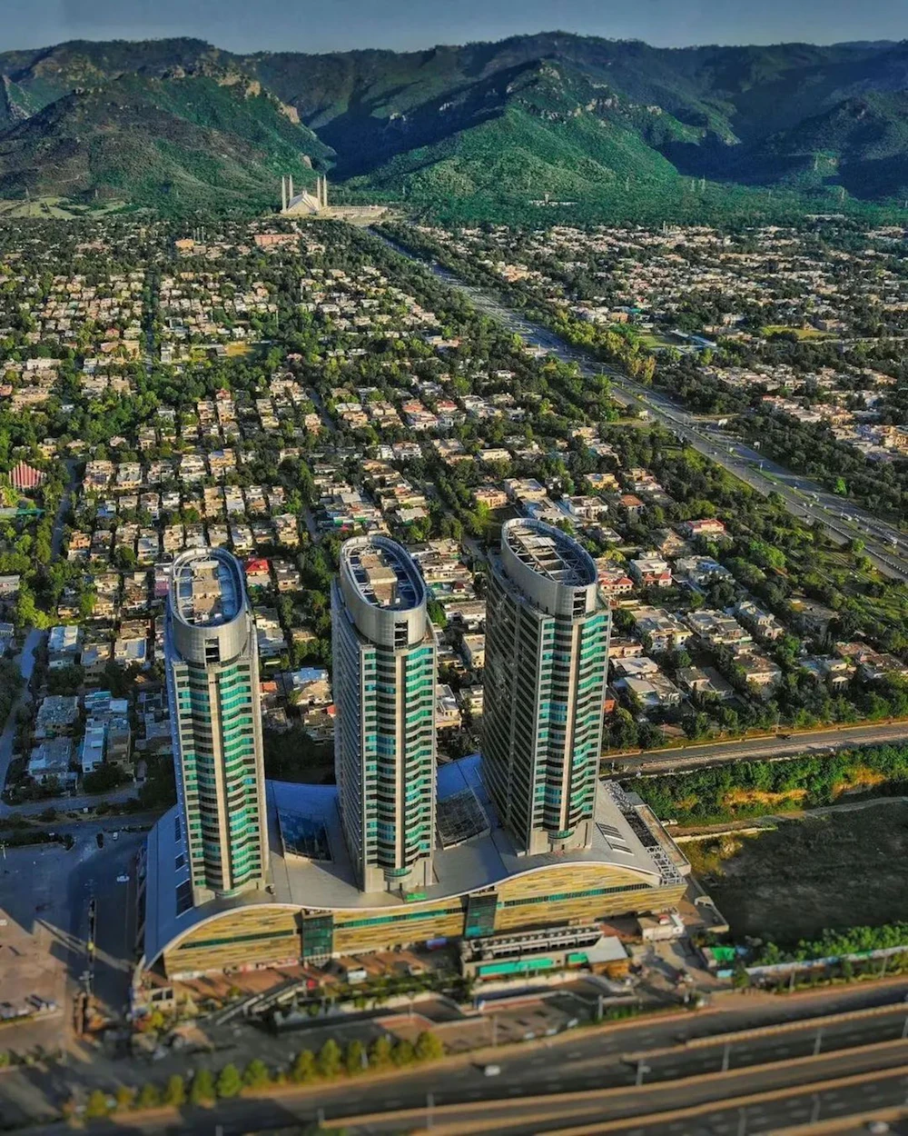 Aerial view of a planned residential city