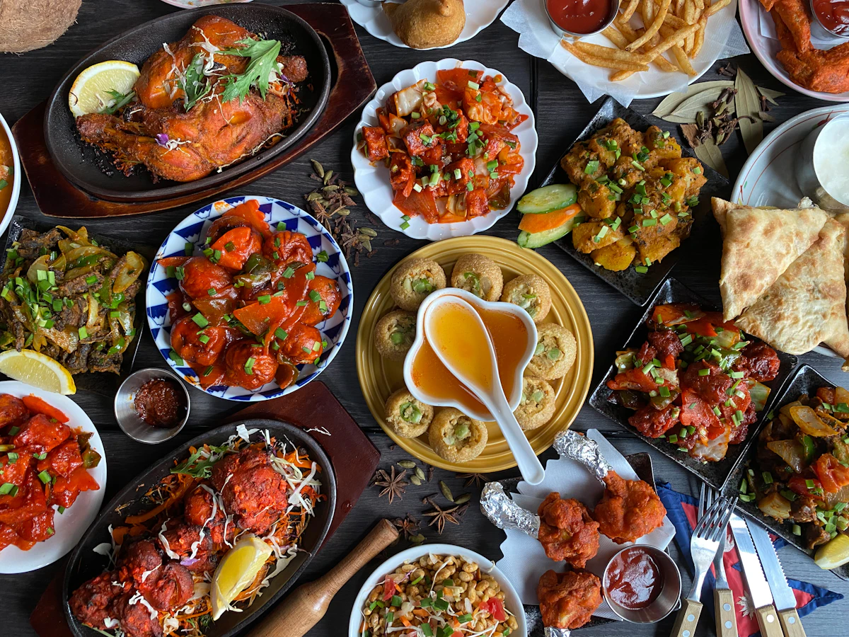 A table full of desi dishes
