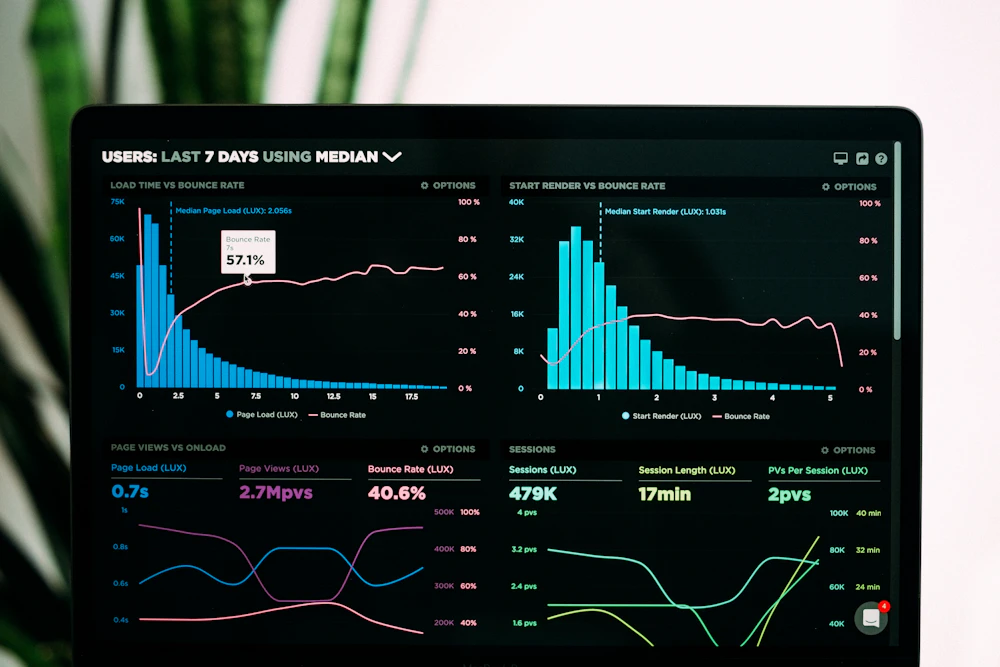 Laptop showing enquiry statistics